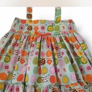 Colorful Owl Print Kids Casual Dress